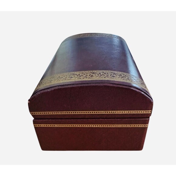 Vintage SWANK Designer Burgundy Faux Leather Jewelry Box Made in Sweden - Picture 2 of 12